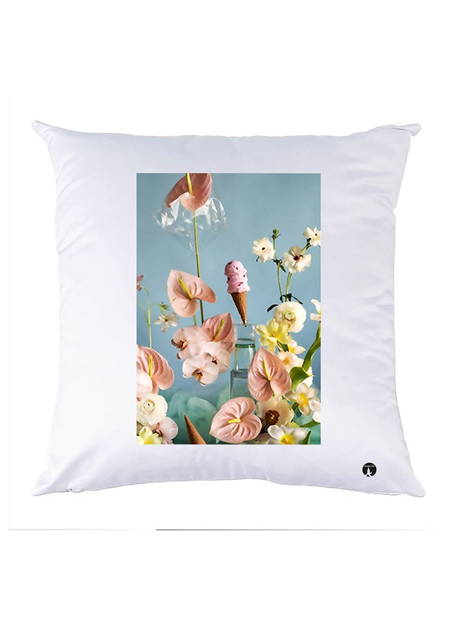 غطاء وسادة مطبوع polyester أبيض 30x30سم