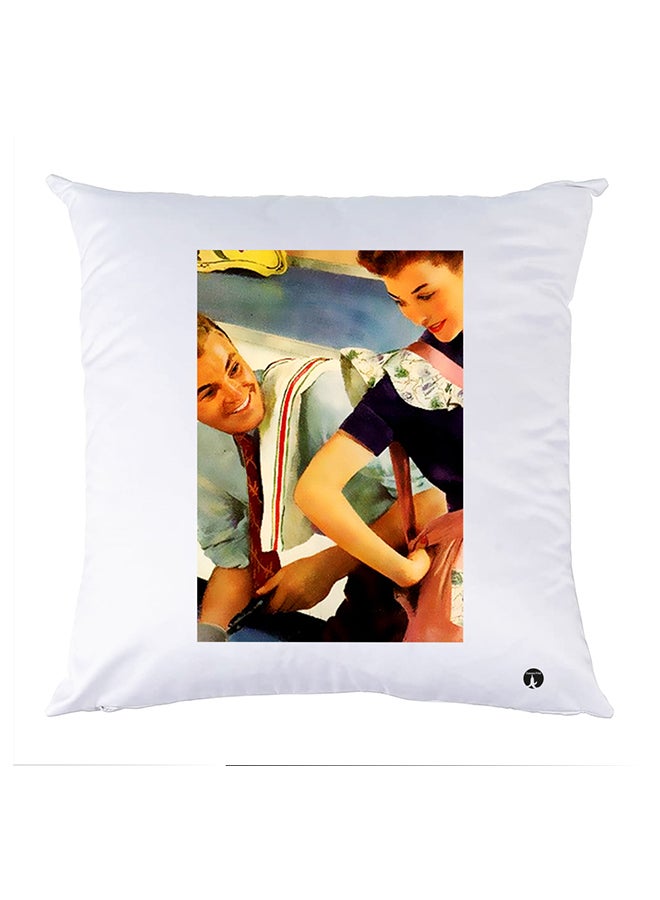 غطاء وسادة مطبوع polyester أبيض 30x30سم