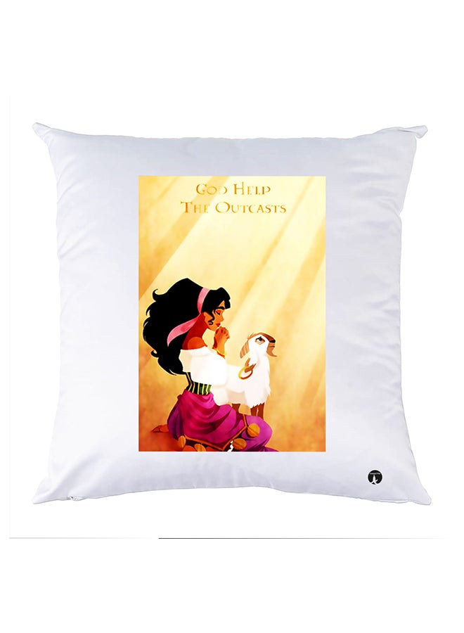 بي بي وسادة مزيّنة بنقشة مطبوعة بوليستر أبيض 30x30سم