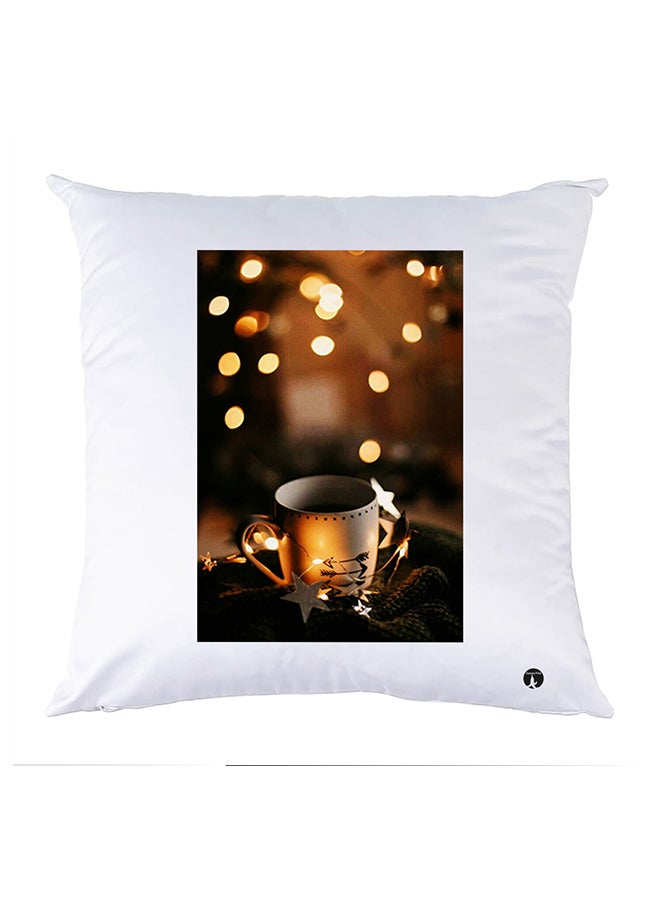 وسادة مزيّنة بنقشة مطبوعة polyester أبيض 30x30سم