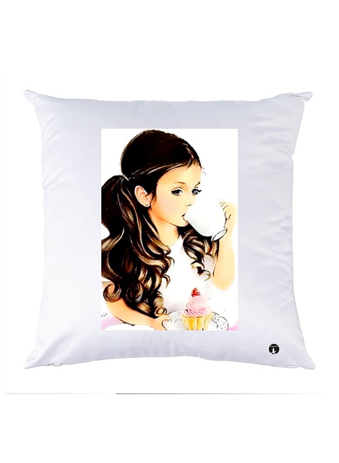 غطاء وسادة مطبوع polyester أبيض 30x30سم