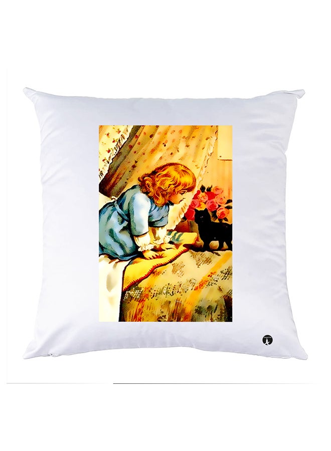 وسادة مزيّنة بنقشة مطبوعة polyester أبيض 30x30سم