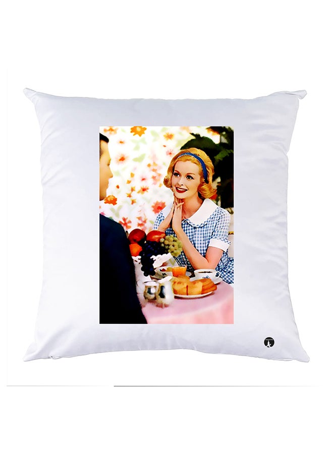 بي بي غطاء وسادة مطبوع بوليستر أبيض 30x30سم