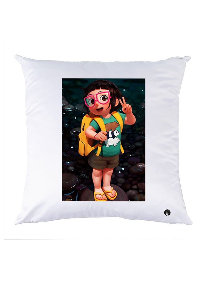 Printed Pillow Case Polyester White 30x30cm