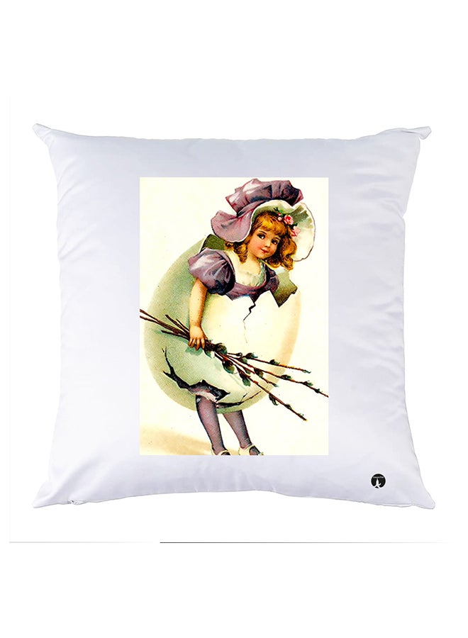 غطاء وسادة مطبوع polyester أبيض 30x30سم