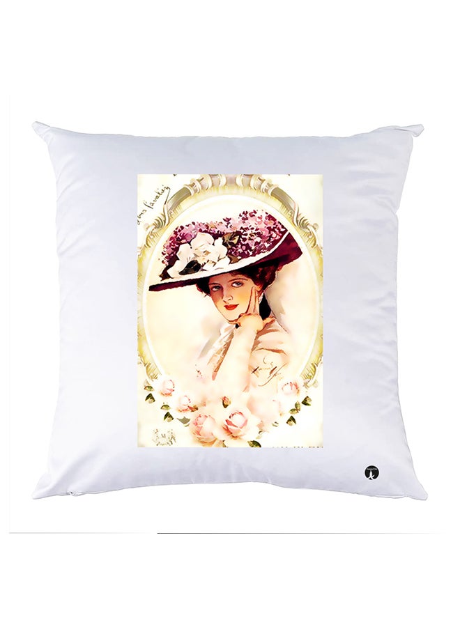 غطاء وسادة مطبوع polyester أبيض 30x30سم