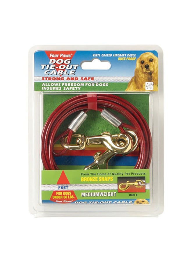 كابل لربط الكلاب من الفولاذ المطلي بالفينيل أحمر