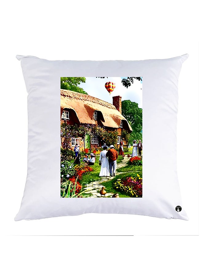 وسادة مزيّنة بنقشة مطبوعة polyester أبيض 30x30سم