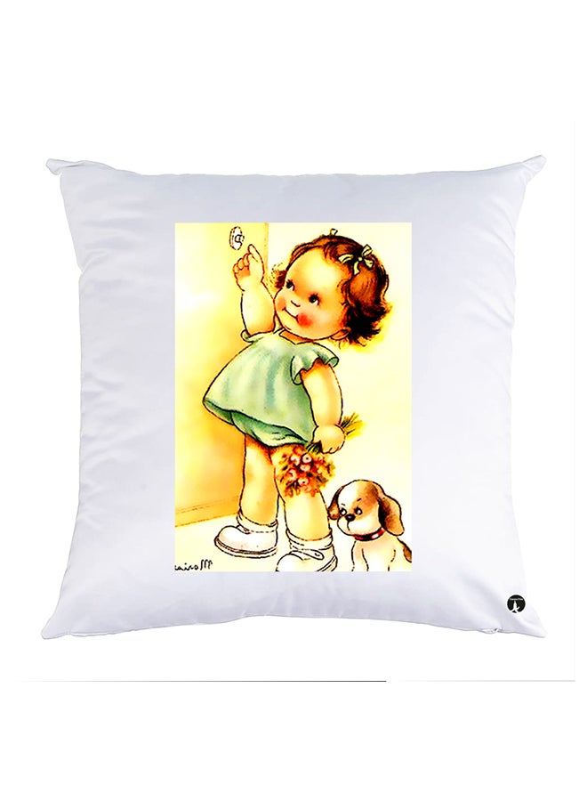 غطاء وسادة مطبوع polyester أبيض 30x30سم