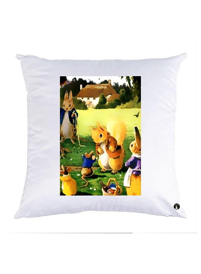 بي بي غطاء وسادة مطبوع بوليستر أبيض 30x30سم