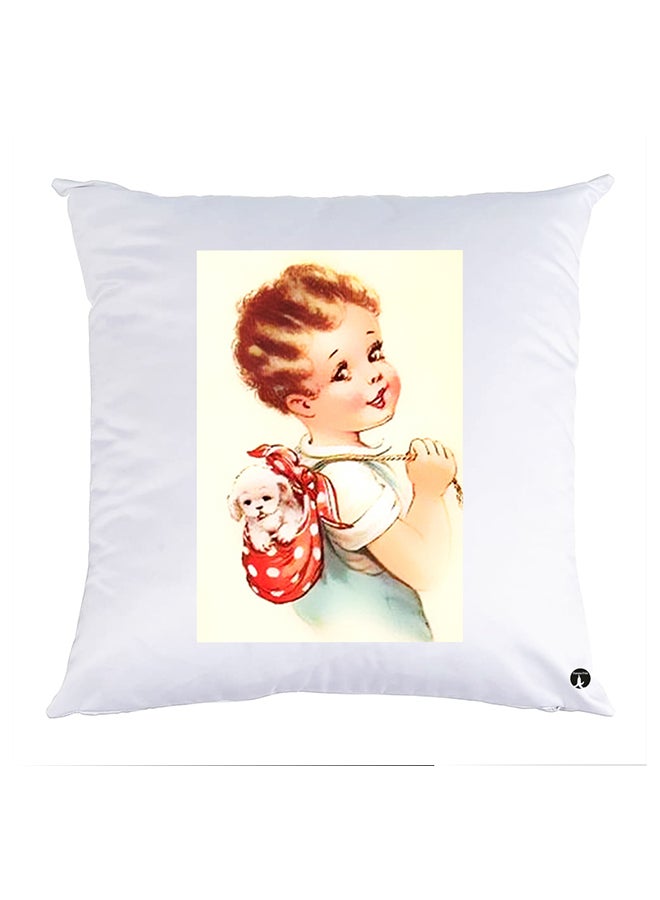 وسادة مزيّنة بنقشة مطبوعة polyester أبيض 30x30سم