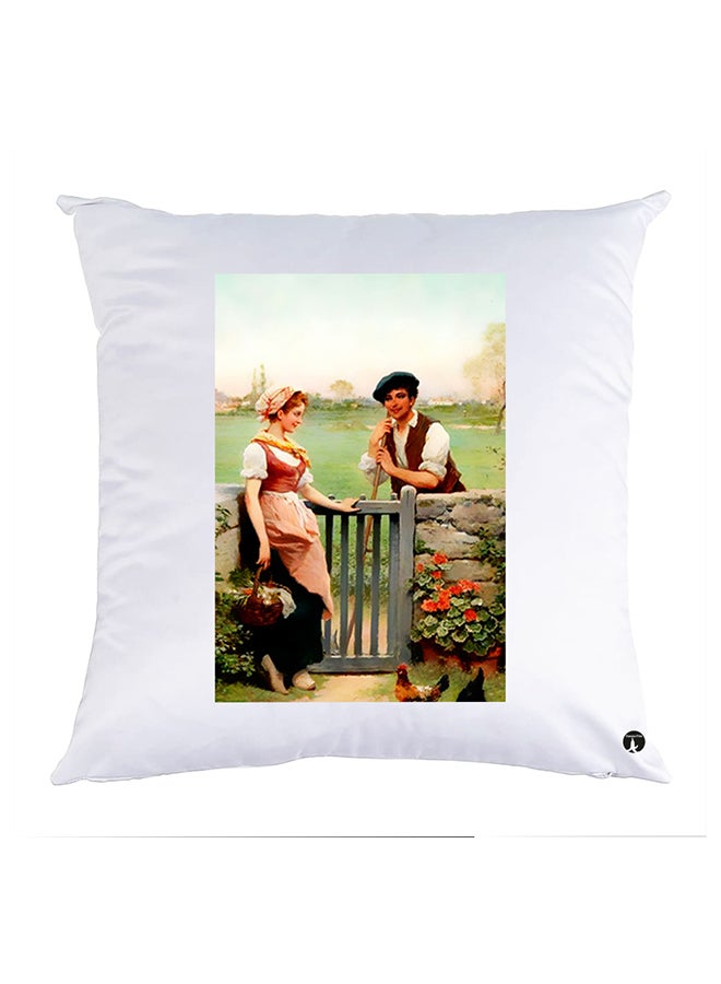 وسادة مزيّنة بنقشة مطبوعة polyester أبيض 30x30سم