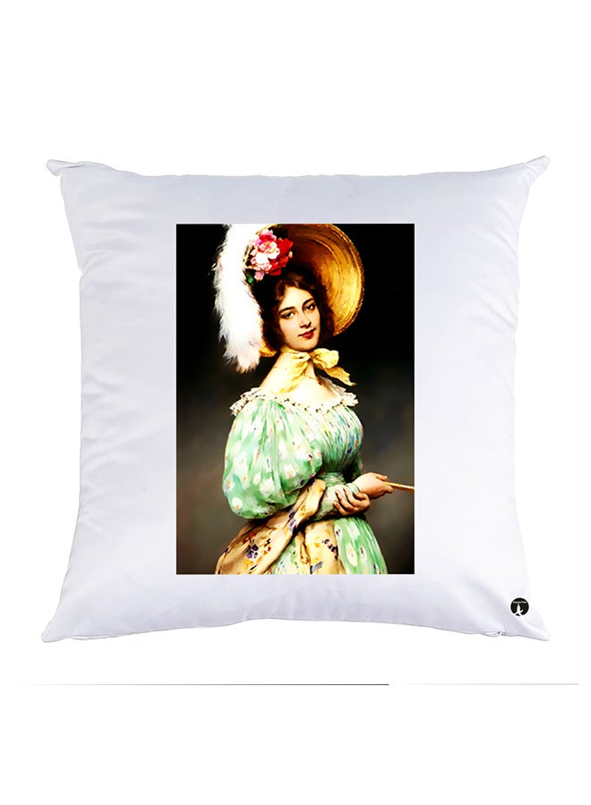 غطاء وسادة مطبوع polyester أبيض 30x30سم