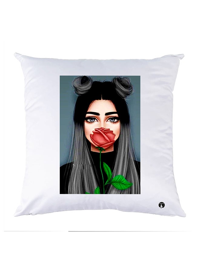 غطاء وسادة مطبوع polyester أبيض 30x30سم