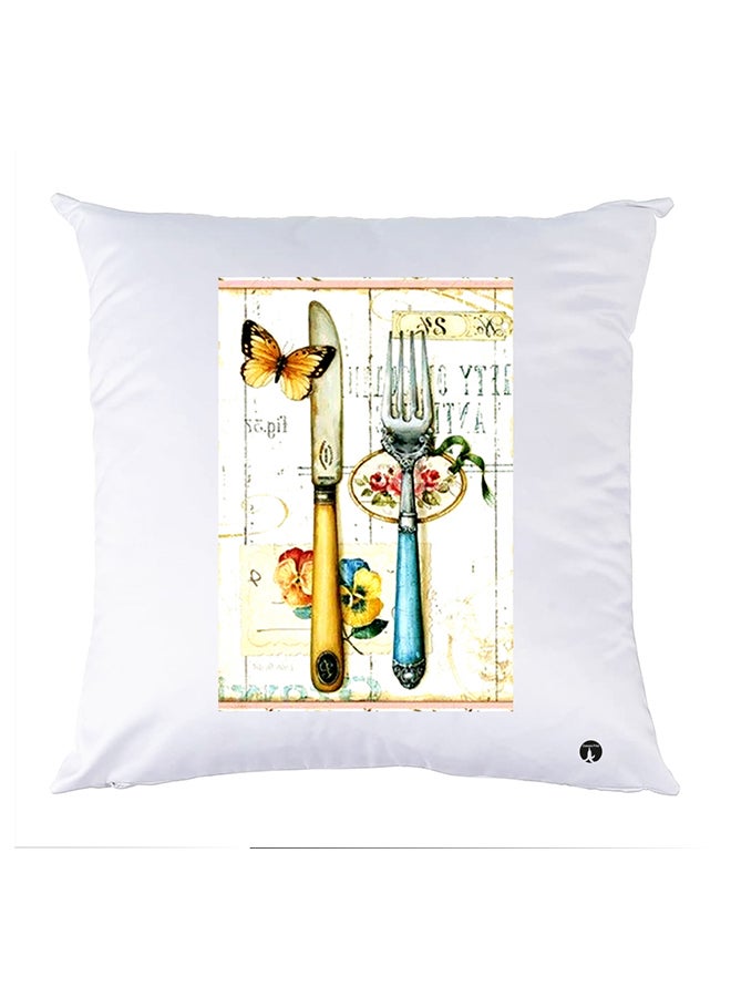 غطاء وسادة مطبوع polyester أبيض 30x30سم