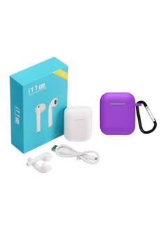 TWS i11 Bluetooth In-Ear Earphones With Charging Case And Cover White  - Image 1