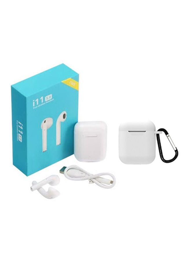TWS - i11 Bluetooth In-Ear Earphones With Charging Case And Cover White - Image 1