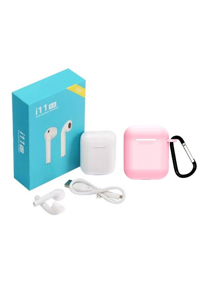 تي دابليو إس سماعات أذن داخلية بتقنية بلوتوث i11 مع علبة شحن وغطاء حماية أبيض - Image 1