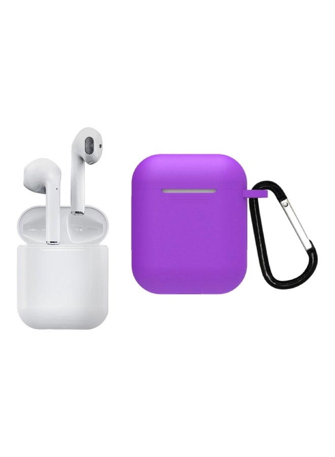 TWS - I12 In-Ear Bluetooth Earphones With Charging Case And Cover White/Purple - Image 1