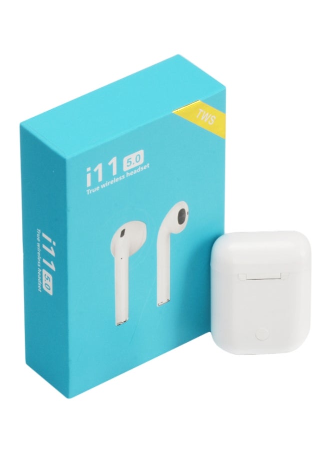 TWS i11 Bluetooth In-Ear Earphones With Charging Case, Cover And Cable White/Pink - Image 4