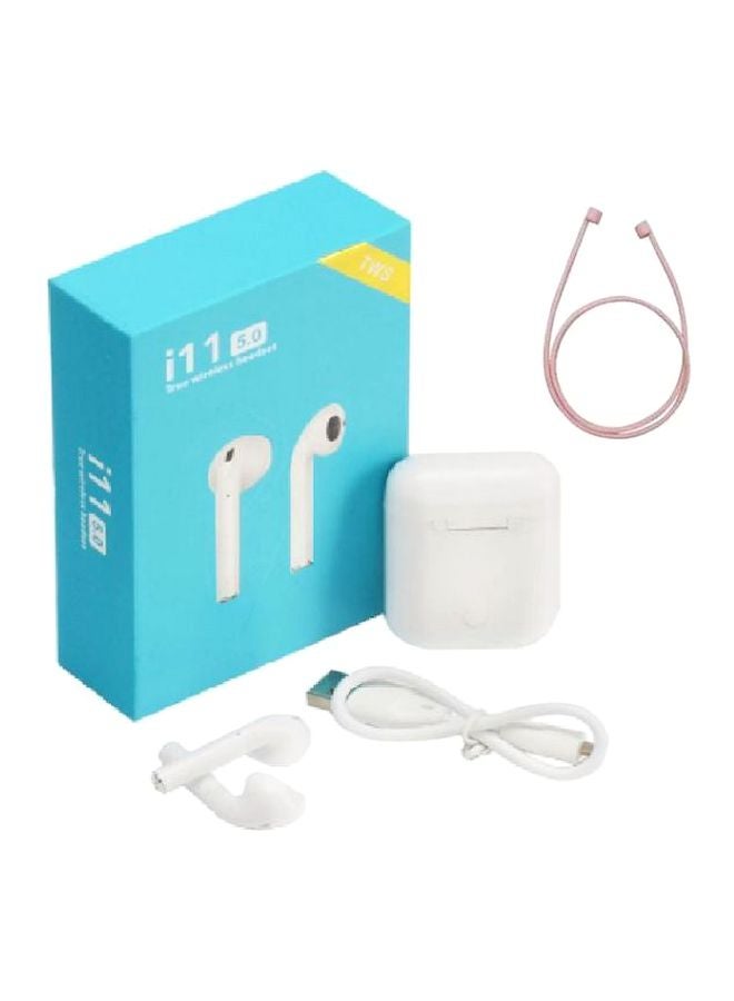 TWS - I11 Bluetooth In-Ear Earphones With Mic And Extension Cord White/Pink - Image 1