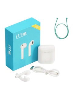 TWS I11 Bluetooth In-Ear Earphones With Mic And Extension Cord White/Green  - Image 1
