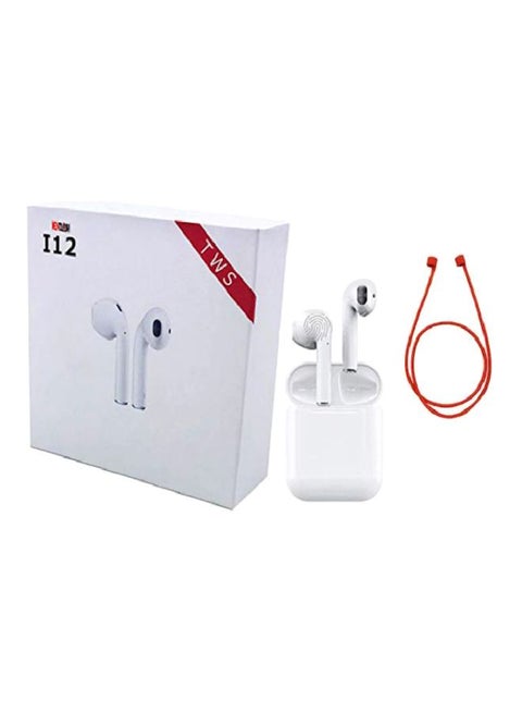 I12 Bluetooth In-Ear Earphones With Mic And Extension Cord White/Red