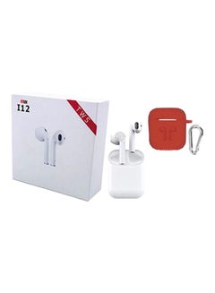 TWS i12 Bluetooth In-Ear Earphones With Charging Case And Cover White/Red  - Image 1