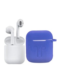 i12 Bluetooth In-Ear Earphones With Charging Case And Case Cover White/Blue