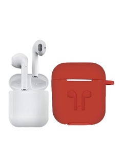 i12 Bluetooth In-Ear Earphones With Mic And Charging Case White/Brown