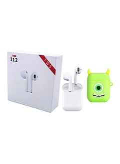 TWS I12 Bluetooth In-Ear Earbuds With Charging Case And Cover White/Green/Black  - Image 1