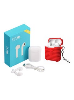TWS i11 Bluetooth In-Ear Headphones With Charging Case And Headphones Case Cover White/Red  - Image 1