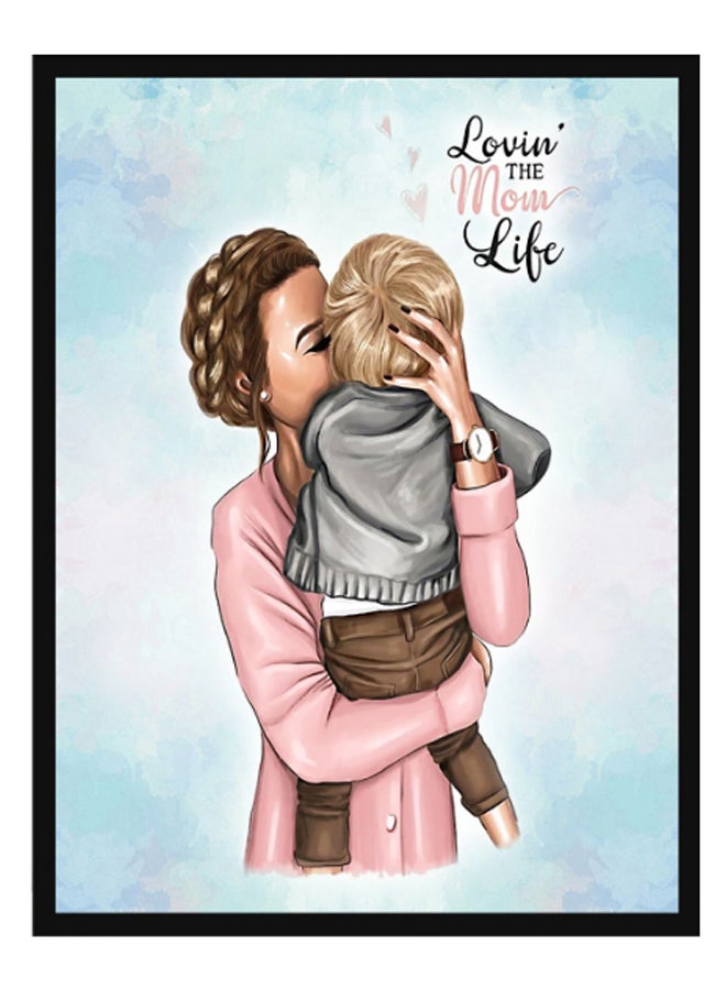 ملصق بإطار بتصميم حب الأمهات متعدد الألوان 30 x 40سم