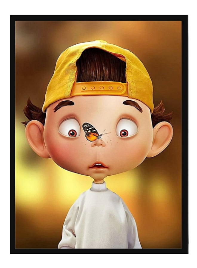 Cartoon Boy Poster With Frame Multicolour 30 x 40cm