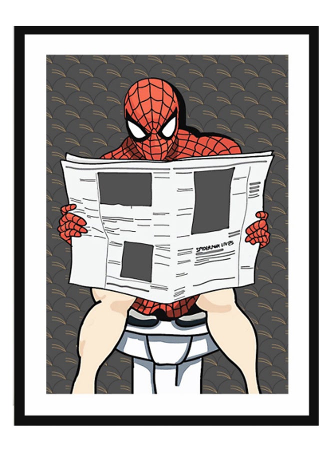Spiderman Bathroom Poster With Frame Multicolour 30 x 40centimeter