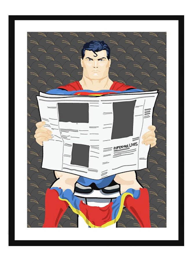 Superman Bathroom Poster With Frame Multicolour 30 x 40cm