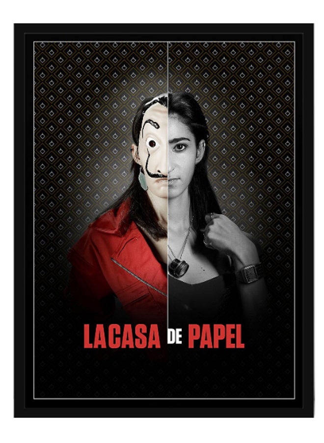 Nairobi Money Heist Poster With Frame Black/Red/White 30 x 40cm