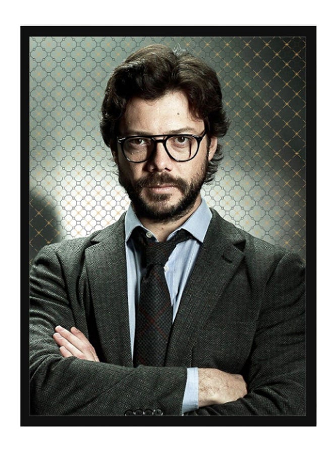 ملصق جداري بإطار بعنوان "Professor Money Heist" متعدد الألوان 40 x 55سم