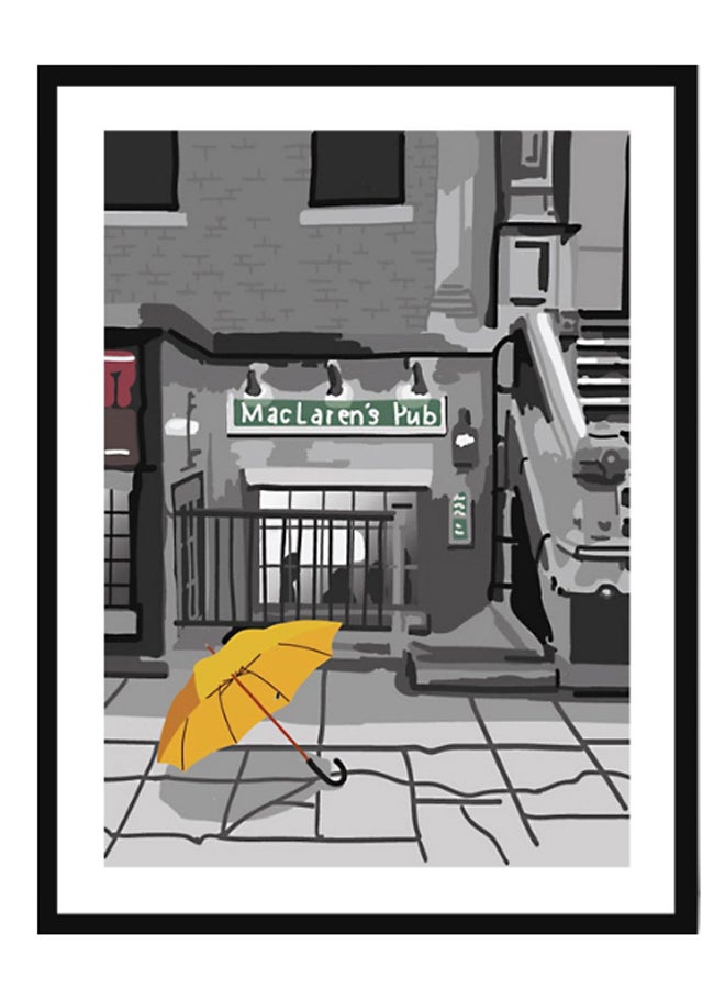 Maclaren's Pub And Yellow Umbrella Poster With Frame Multicolour 30 x 40centimeter