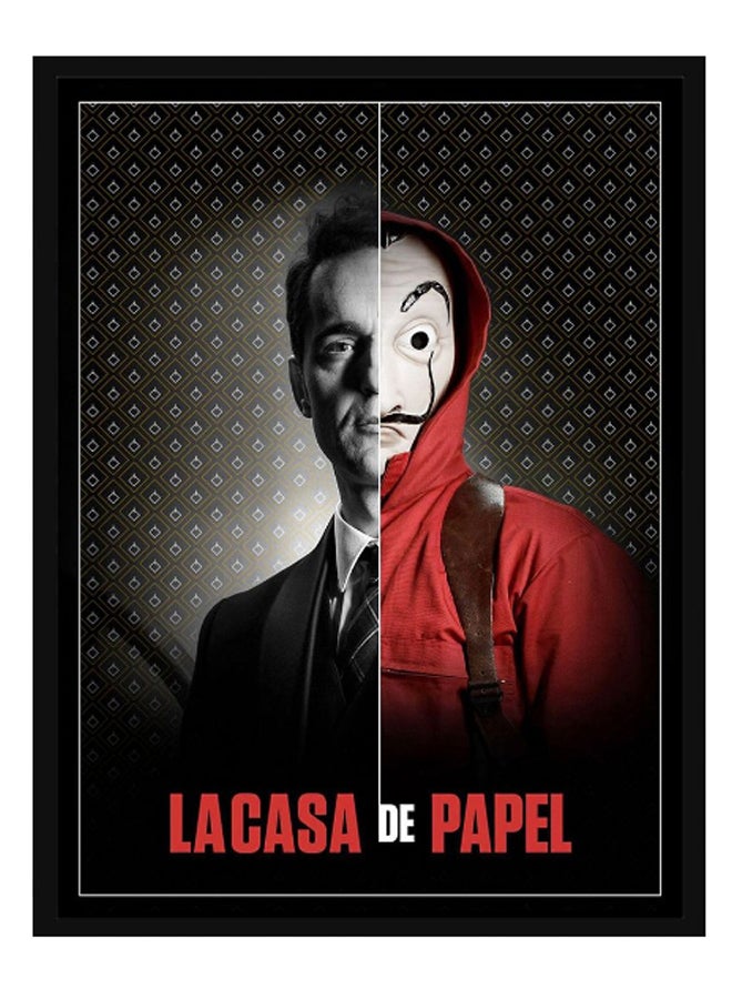 Berlin Money Heist Poster With Frame Black/Red/White 30 x 40cm