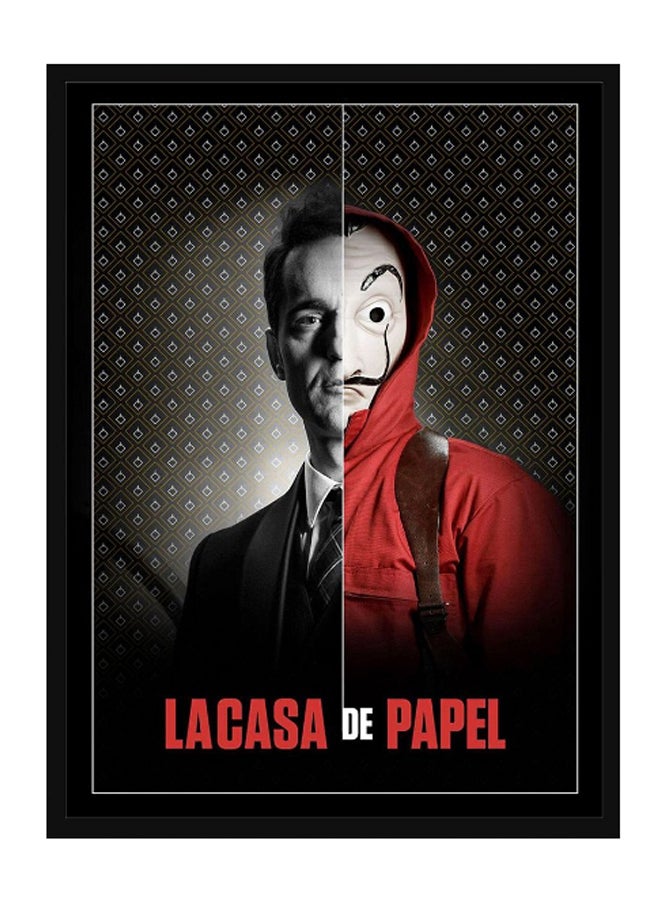 ملصق بإطار يحمل عنوان "Berlin Money Heist" أسود/أحمر/أبيض 40 x 55سم