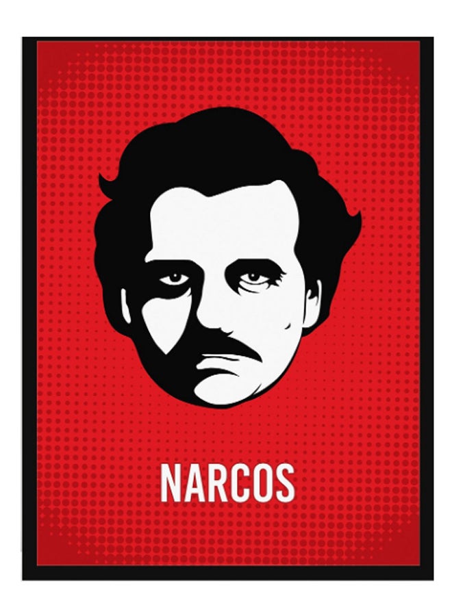 "ملصق بإطار بعنوان "Narcos" أسود/أحمر/أبيض 40 x 55سم