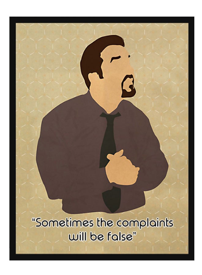 David Brent Complaints Office Quotes Poster With Frame Multicolour 30 x 40cm