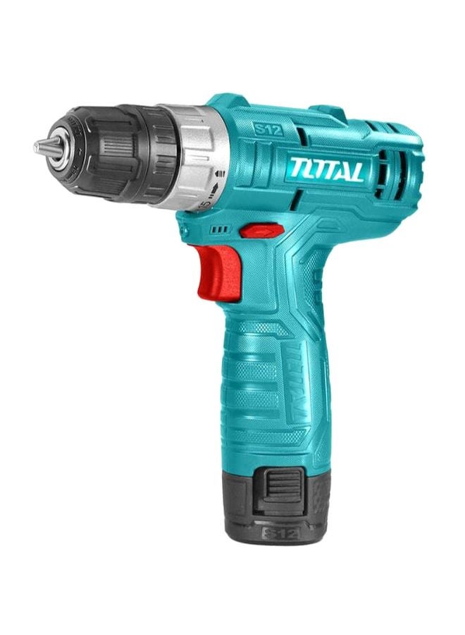 توتال تولز مثقاب لا سلكي ببطارية ليثيوم أيون فيروزي/ أسود/ أحمر