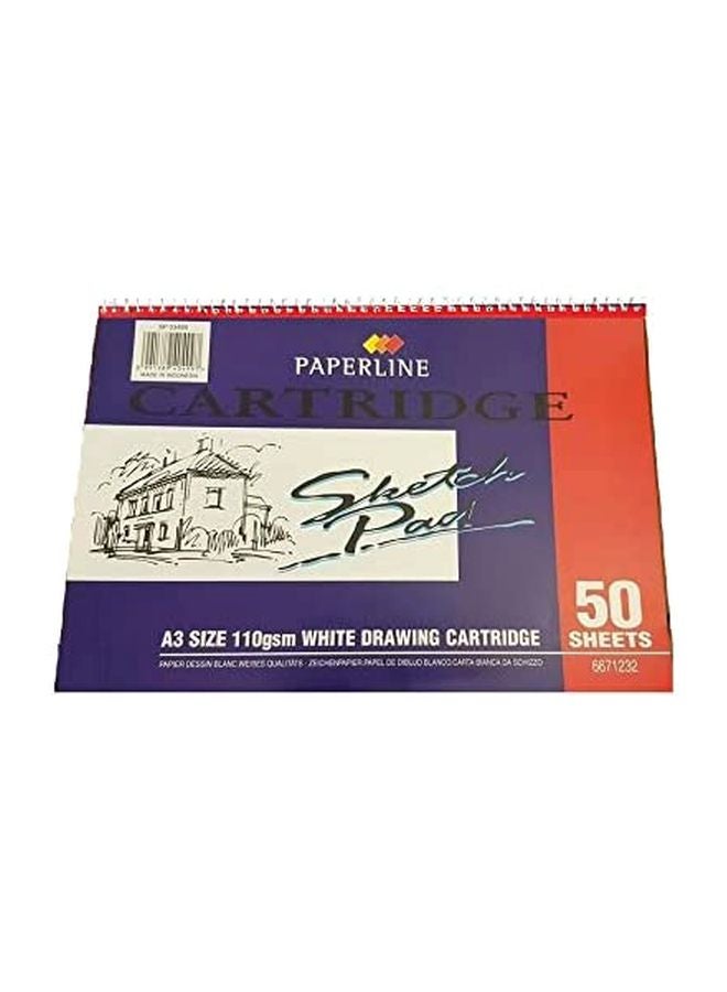 paperline A3 Spiral Binding Cartridge Sketch Pad Indigo/Red/White