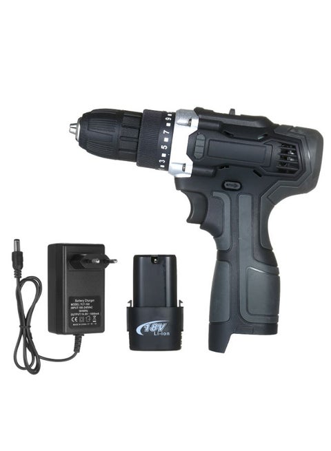 Cordless Drill Machine With Battery And Charger Black/Silver 26cm