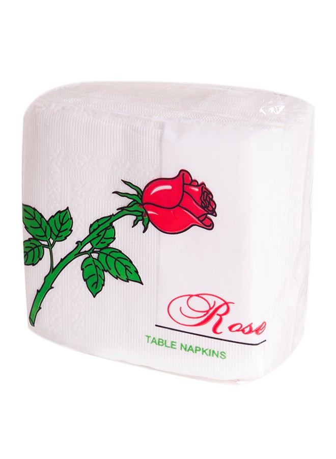 Generic 80-Piece Single Ply Rose Table Napkin White/Red/Green