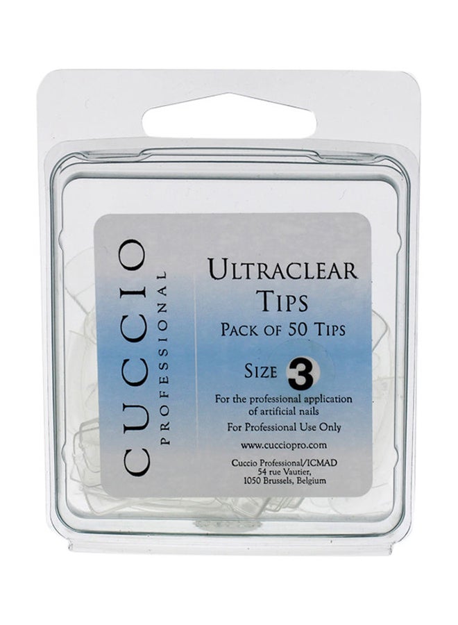 Cuccio Pro 50 Pc Acrylic Ultraclear Nails Tips Size-3 Clear