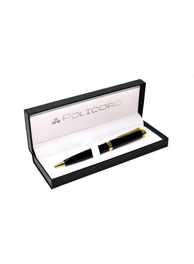 Stylish Ball Point Pen With Case Black/Gold
