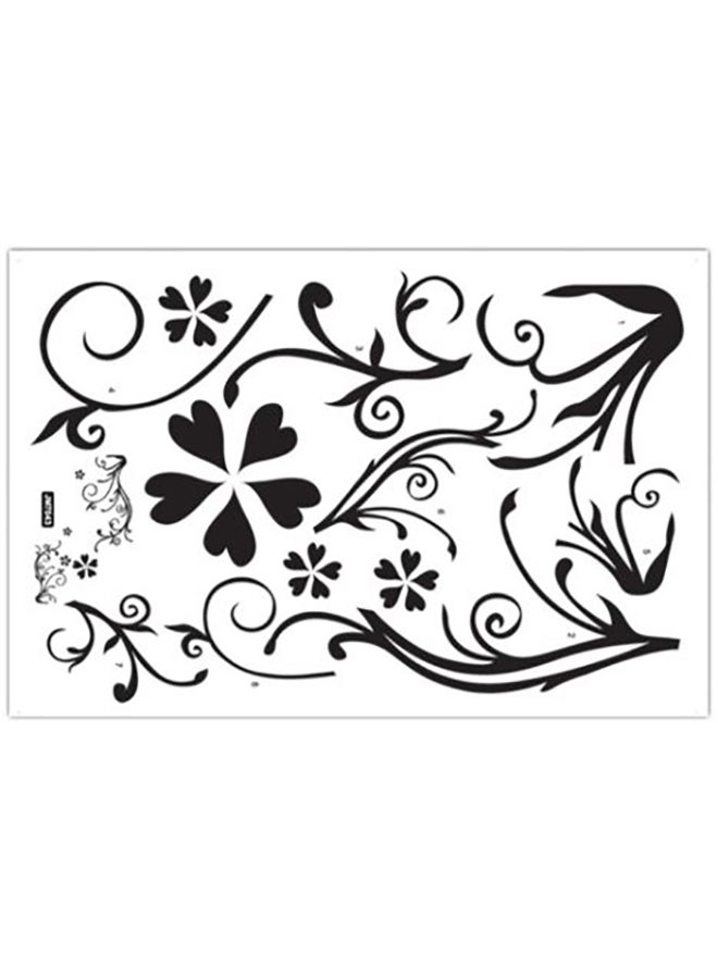 Flower Vine Themed Wall Sticker Black - Image 1